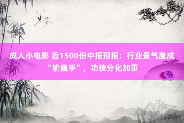 成人小电影 近1500份中报预报：行业景气度成“输赢手”，功绩分化加重